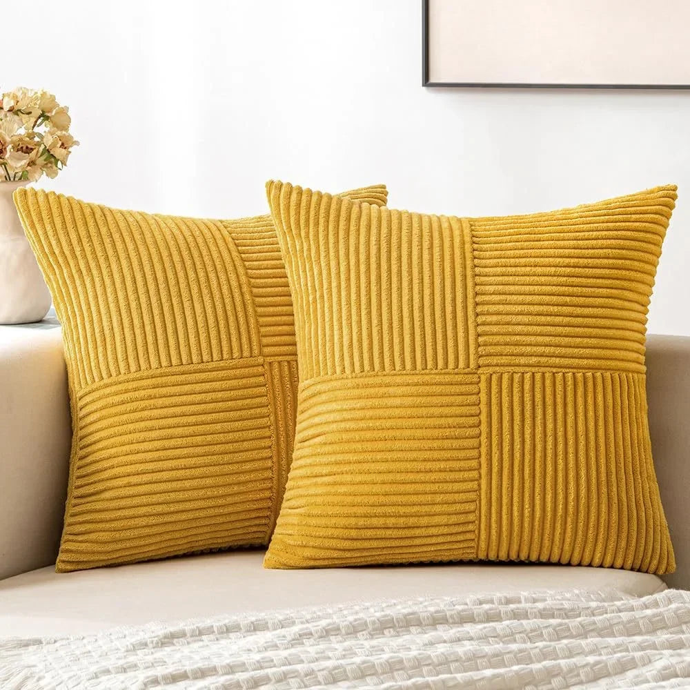 Corduroy Striped Cushion Covers – 45x45cm Soft Throw Pillows for Home Decor