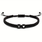 Initial Heart Braided Bracelet – Adjustable A-Z Friendship Jewelry for Gifts