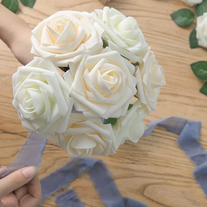 Artificial Rose Flowers – Stemmed Fake Roses for Wedding Bouquets and Decor