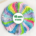 Heart Print Ankle Socks – Candy Colored Cotton Hosiery for Valentine's Day