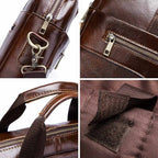 Genuine Leather Men Briefcase – Professional Laptop Messenger for Business