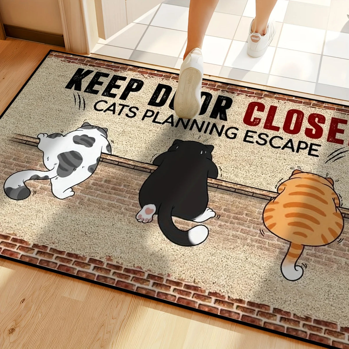 Cat Pattern Door Mat – Non-Slip Floor Rug for Bedroom and Entrance