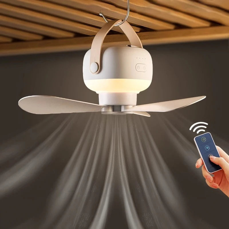 Portable Ceiling Fan – Adjustable LED Night Light for Dormitory Mosquito Nets