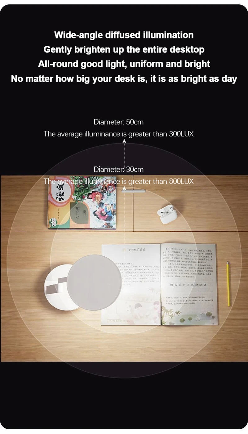Foldable LED Desk Lamp – Rechargeable USB Reading Light for Home Office