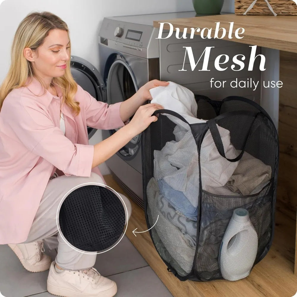 Collapsible Mesh Laundry Basket – Large Breathable Hamper for Home Storage
