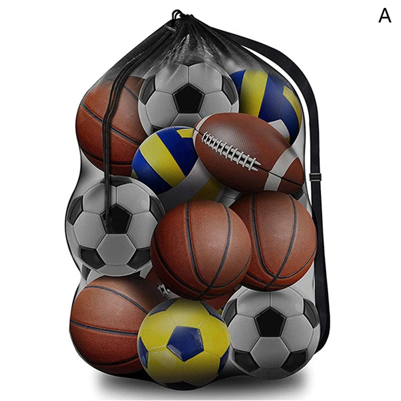 Extra Large Mesh Sports Ball Bag – Zipper Pocket Carrier for Gym and Training