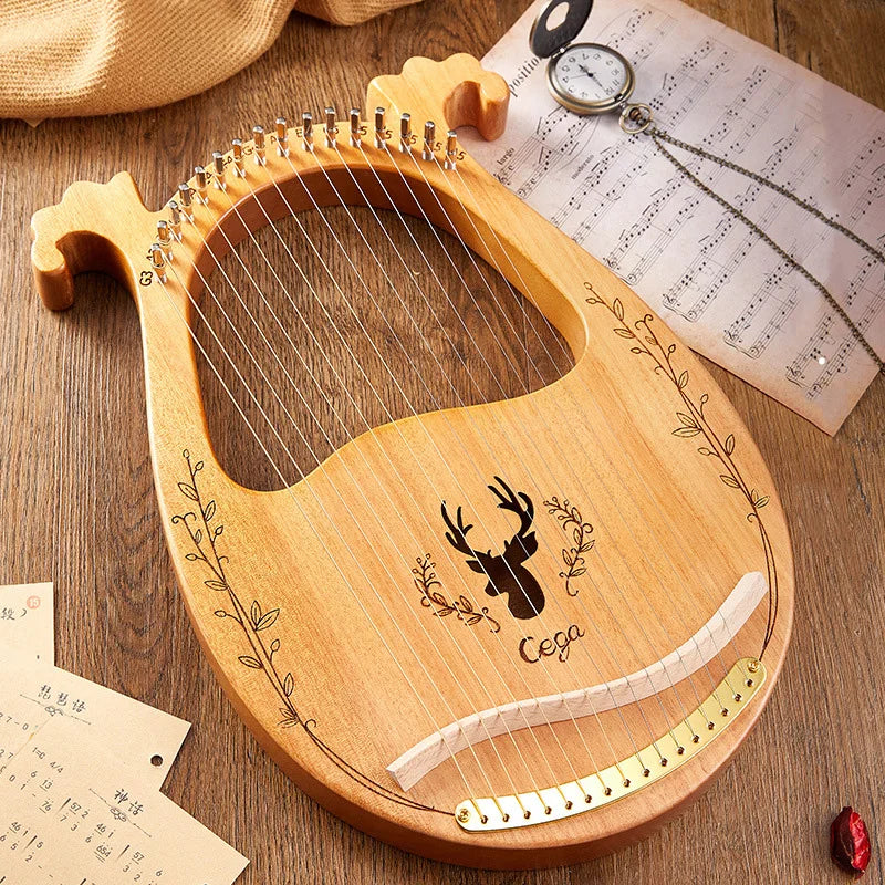 Mahogany Lyre Harp – 21 String Wooden Musical Instrument for Folk Music