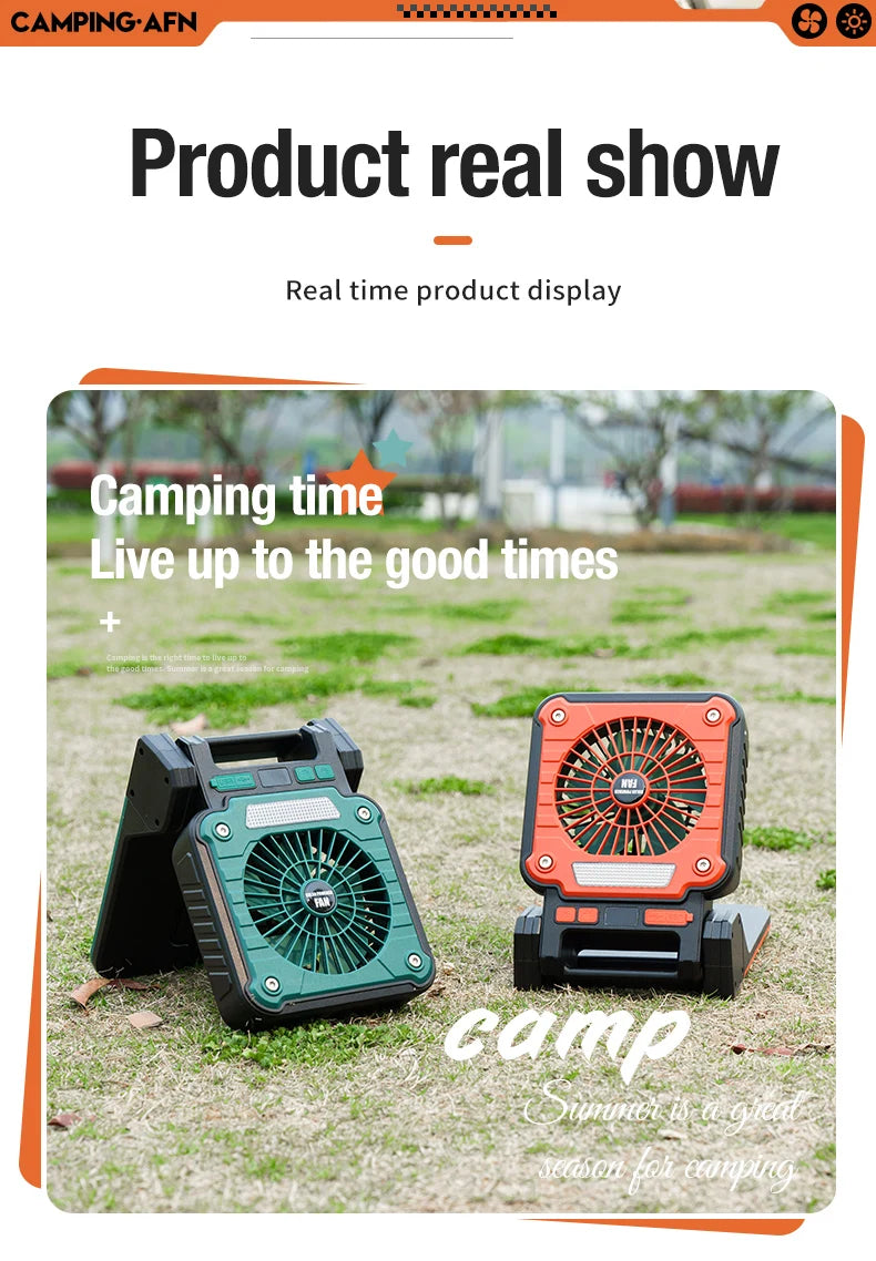 Portable LED Camping Fan – Solar USB Powered for Outdoor Tents