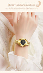 Oval Stainless Steel Women’s Watch – 34mm Gold Diamond Dress for Banquet