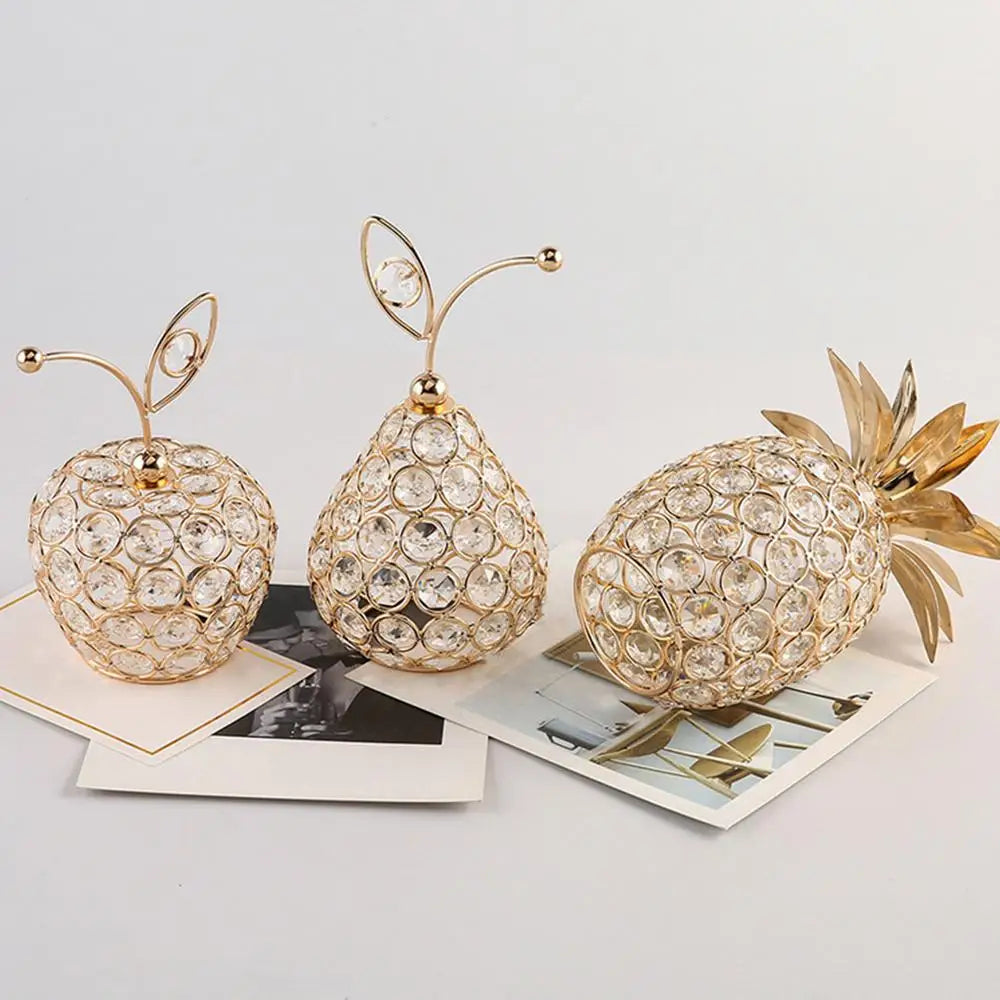 Crystal Rhinestone Apple Ornament – Sparkling Miniature Decor for Home