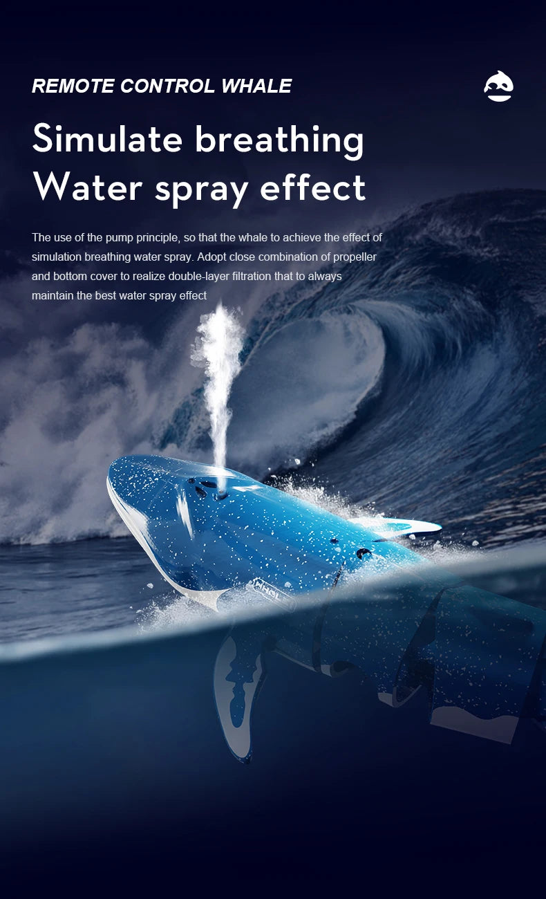 RC Whale Shark Submarine – Remote Control Diving Boat Toy for Kids Pool Play