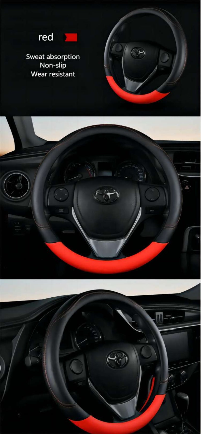 PU Leather Steering Wheel Cover – Non-Slip Grip for Universal Car Interior