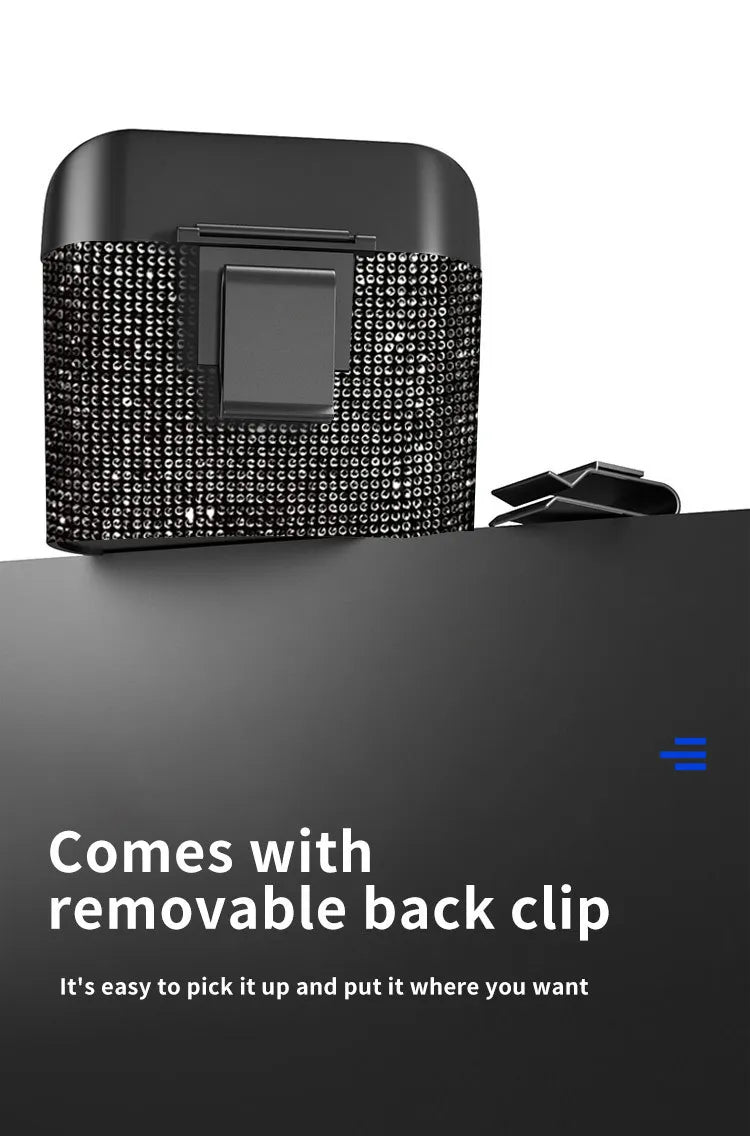 Bling Car Trash Bin – Crystal Seat Back Garbage Storage for Women Interior