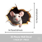 3D Mouse Hole Wall Sticker – Cute Animal Reading Decal for Home Decoration