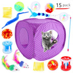 Interactive Cat Play Tunnel – Foldable Mouse and Fish Toy Set for Pets
