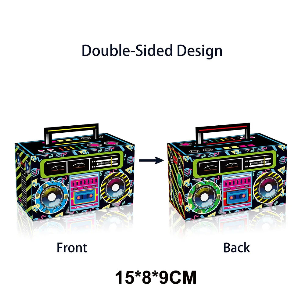 Retro Boom Box Candy Boxes – Paper Gift Containers for 80s 90s Hip Hop Parties