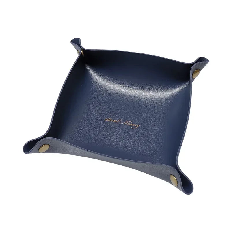 Folding Leather Storage Tray – Nordic Desktop Organizer for Jewelry and Keys