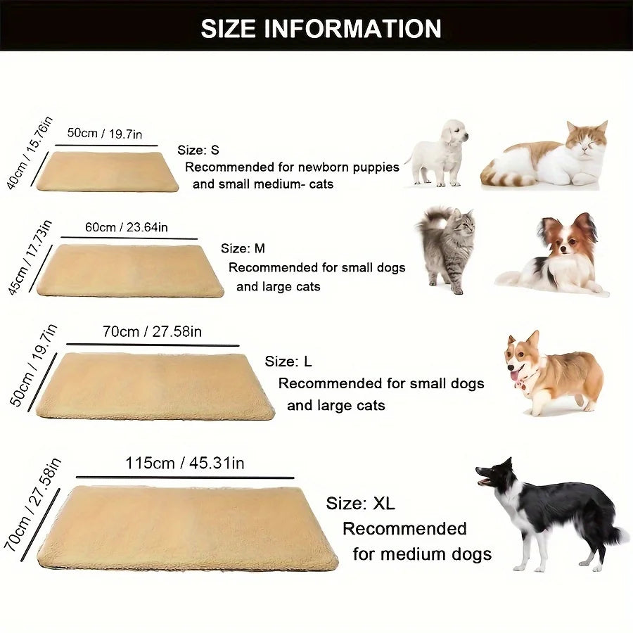 Self-Warming Pet Pad – Thermal Bed Mat for Cats and Dogs in Winter