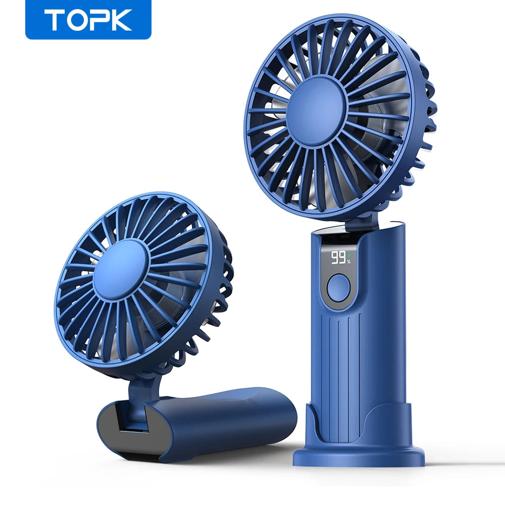 Portable Handheld USB Fan – 5000mAh Rechargeable Desk Fan for Outdoor Travel