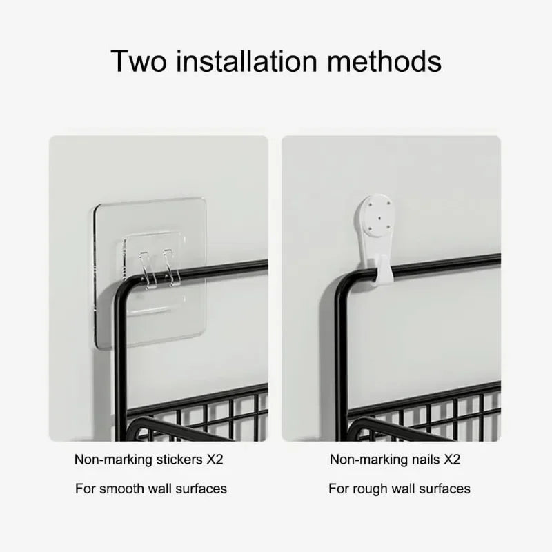 Bilayer Grid Wall Shelf – Adhesive Bathroom Organizer for Shower Storage