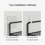 Bilayer Grid Wall Shelf – Adhesive Bathroom Organizer for Shower Storage