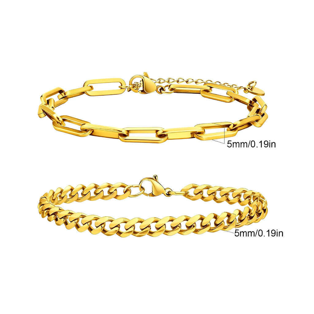 Stainless Steel Chain Bracelet – Men’s Trendy Cuban Link Wristband for Jewelry