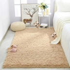 Plush Gray Area Rug – Fluffy Anti-Slip Velvet Carpet for Living Room Decor