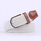 Woven Elastic Canvas Belt – Stretch Braided Buckle Strap for Casual Jeans