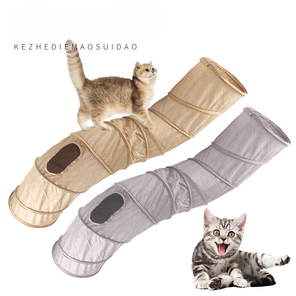 Foldable Suede Cat Tunnel – Porous Interactive Tube for Pet Entertainment