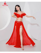 Belly Dance Professional Suit – Mesh Split Skirt Set for Oriental Performance