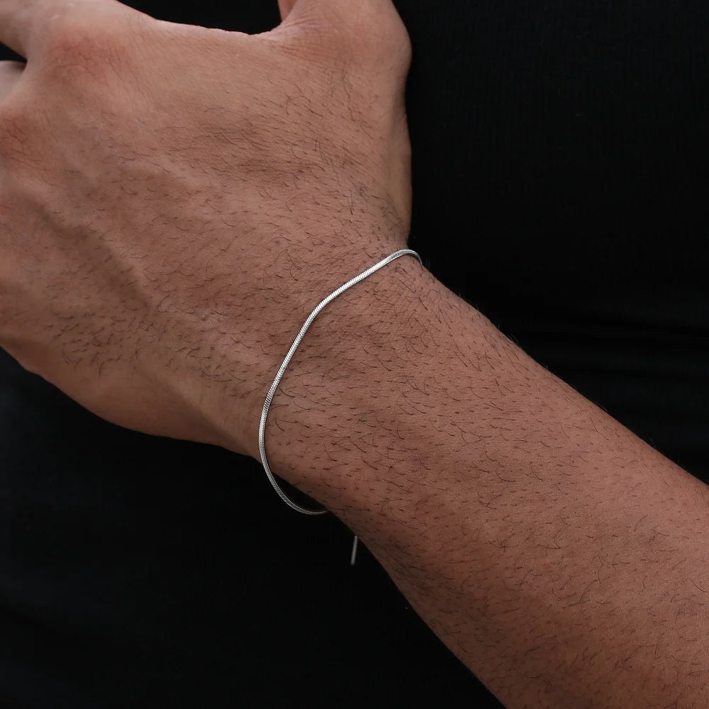 Stainless Steel Square Snake Chain Bracelet – Trendy Hip-Hop Jewelry for Men and Women