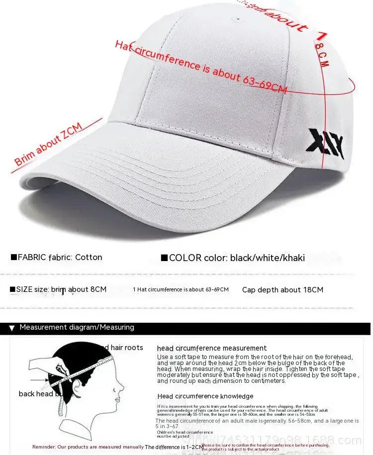 Oversized Cotton Baseball Cap – Adjustable Large Fit for Men and Women