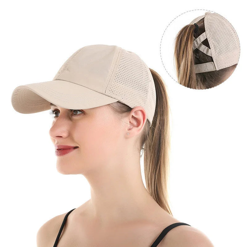 Ponytail Baseball Cap – Quick-Drying Mesh Visor for Outdoor Athleisure