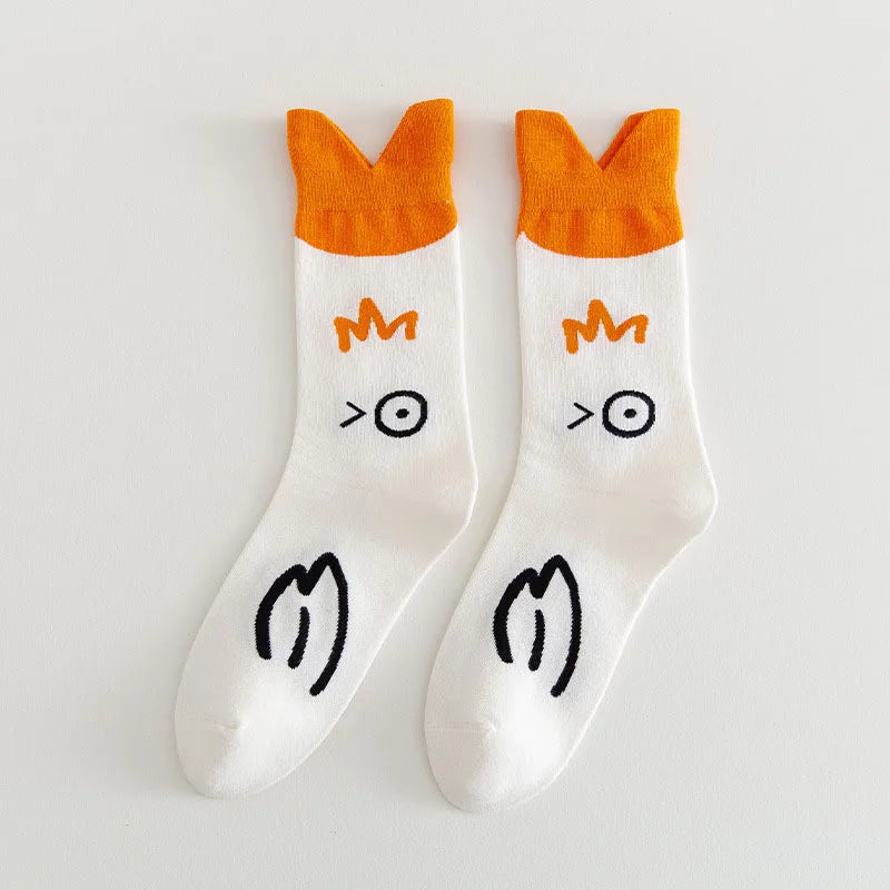Cartoon Duck Mid-Tube Socks – Cute Animal Crew Socks for Kids