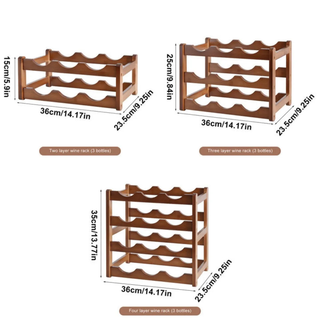 Bamboo Wine Rack – Multi-Tier Wood Display for Bar and Dining Room