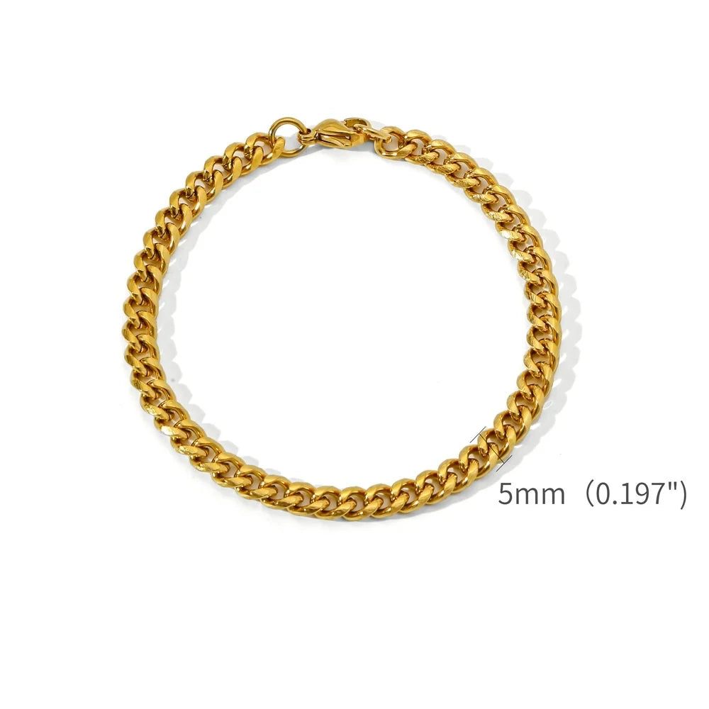 Gold Stainless Steel Cuban Chain Bracelet – Unisex Hip Hop Jewelry
