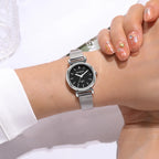 Silver Mesh Quartz Watch – Small Dial Stainless Steel for Women