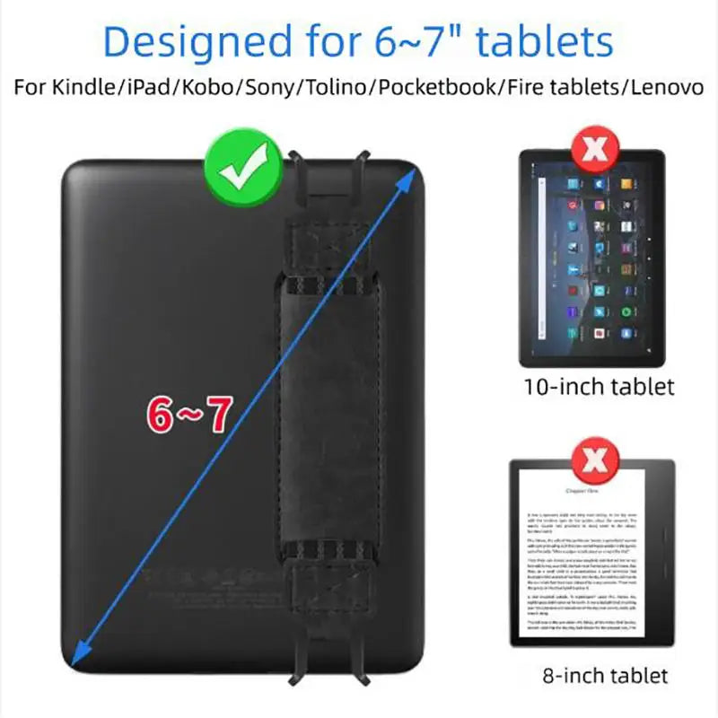 E-Reader Hand Strap – Adjustable PU Leather Grip for 6-7 Inch Devices