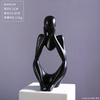 Abstract Thinker Statue – Sand Colored Yoga Figurine for Home Decor