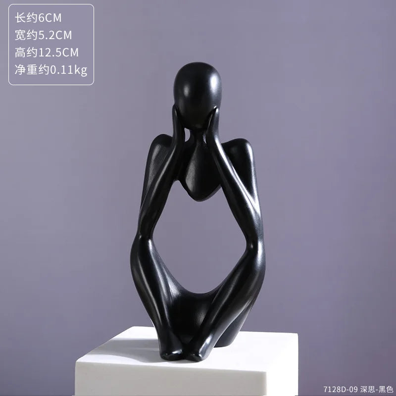 Abstract Thinker Statue – Sand Colored Yoga Figurine for Home Decor