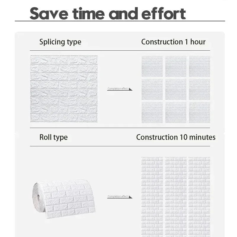 3D Foam Brick Wallpaper – Waterproof Self-Adhesive Wall Decal for Home Decor