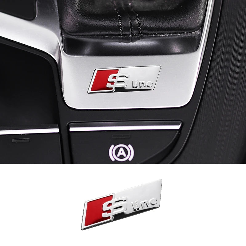 Aluminum S-Line Steering Wheel Emblem – Decorative Car Interior Accessory