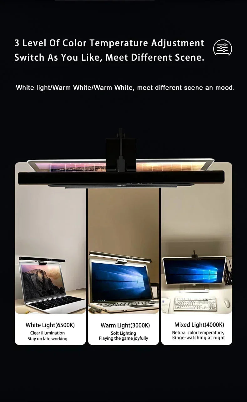 Dimmable LED Monitor Light Bar – Adjustable Desk Lamp for Reading and Study