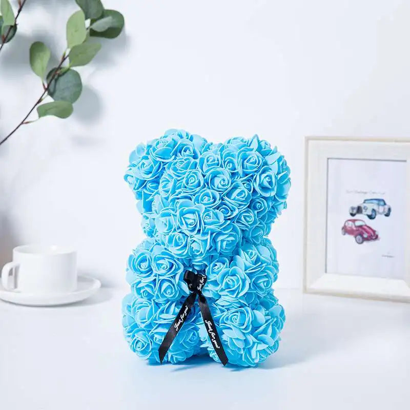 Artificial Rose Flower Bear – Romantic Gift for Valentine's Day and Birthday