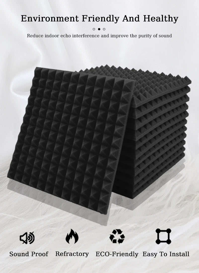 Acoustic Foam Pyramid Panels – Sound Insulation for Home Studio Recording