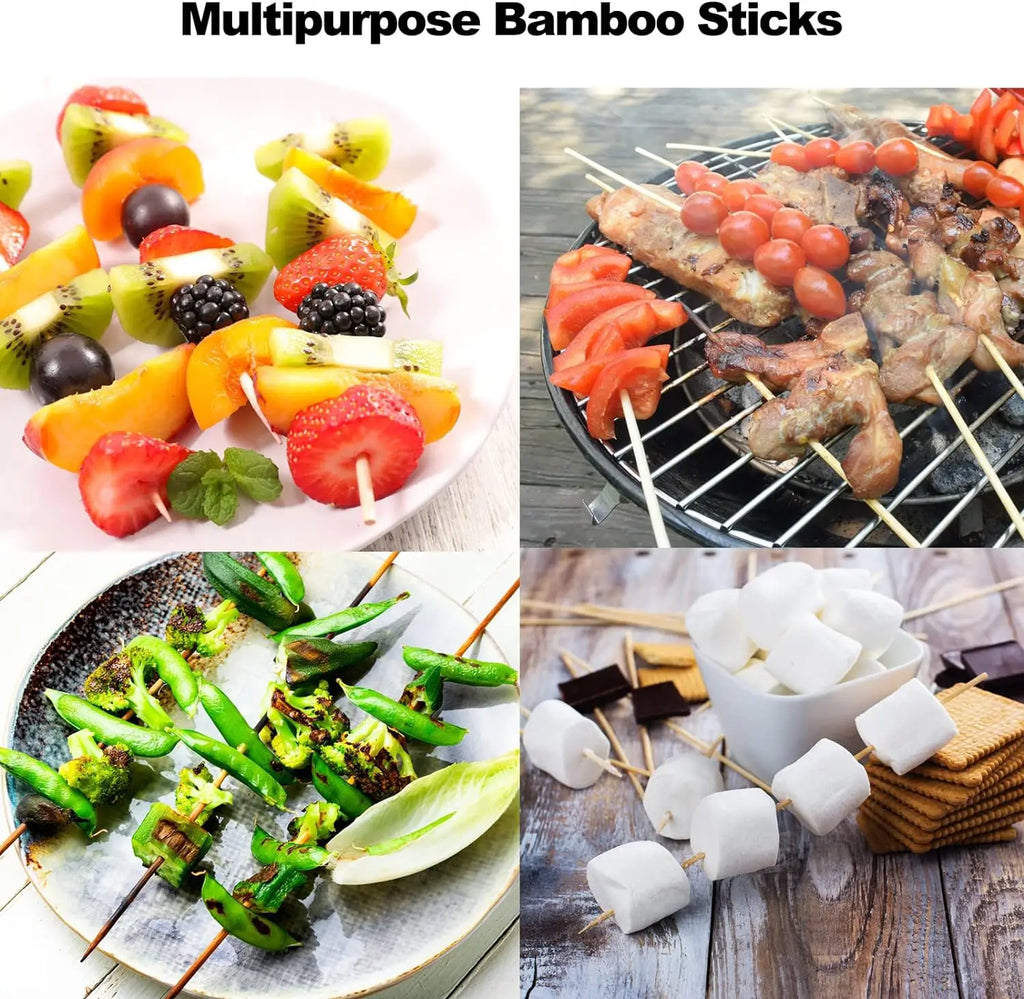 Natural Bamboo Skewers – Disposable Sticks for Grilling and BBQ Appetizers