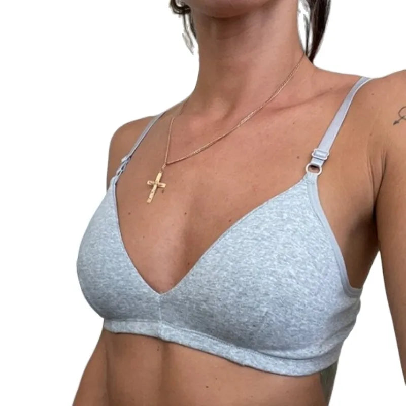 Seamless Cotton Push Up Bra – Wireless V-Neck Comfort Lingerie for Women