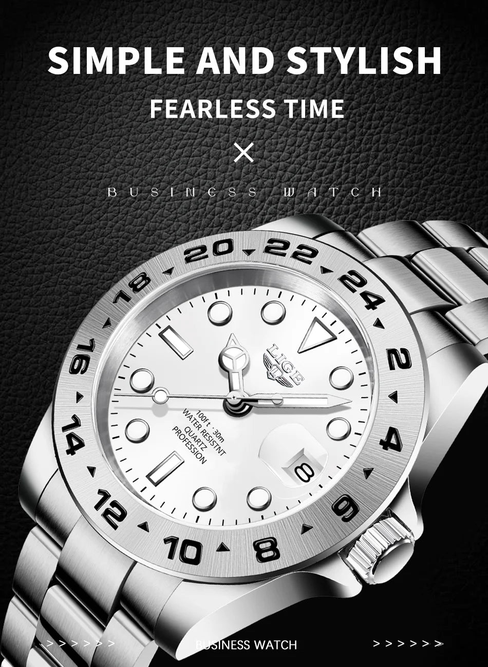 Luxury Steel Quartz Watch – Waterproof Military Sport Accessory for Men