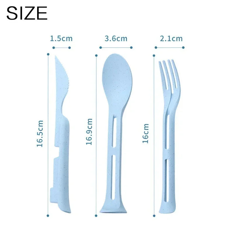 Portable Wheat Straw Cutlery Set – Eco-Friendly Tableware for Camping Travel