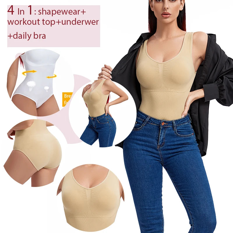 Tummy Control Shapewear Bodysuit – Slimming Waist Trainer for Women Fajas